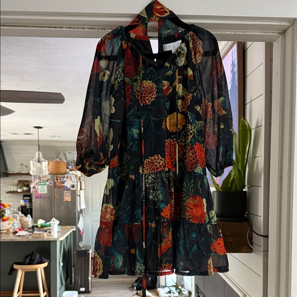 Ivy CityCo Mini Imogen Floral Chiffon 2T Dress matching Mom dress also listed